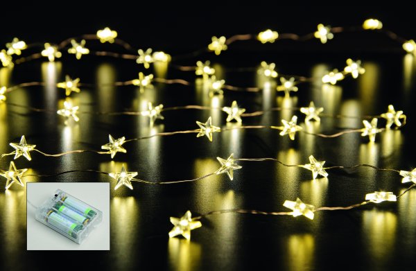 Drahtlichterkette mit 40 LED Sternen