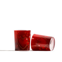 Rote Teelichtgl&auml;ser mit Herzen